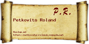 Petkovits Roland névjegykártya
