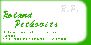 roland petkovits business card